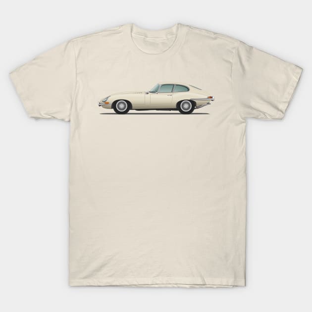 Jaguar E Type Fixed Head Coupe Old English White T-Shirt by SteveHClark